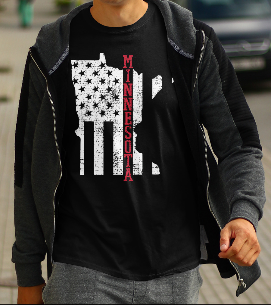 Minnesota USA Flag Vintage Retro America State Map T-Shirt