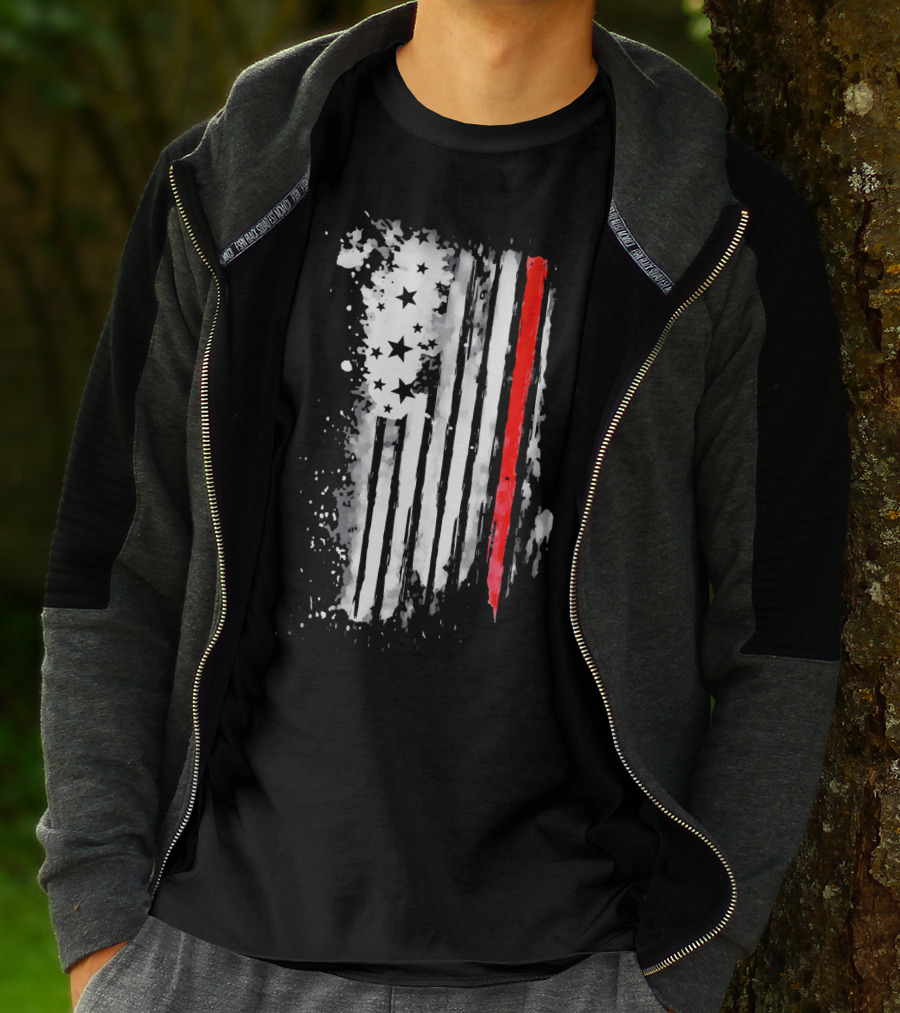Thin Red Line American Flag Firefighter Fir USA T-Shirt