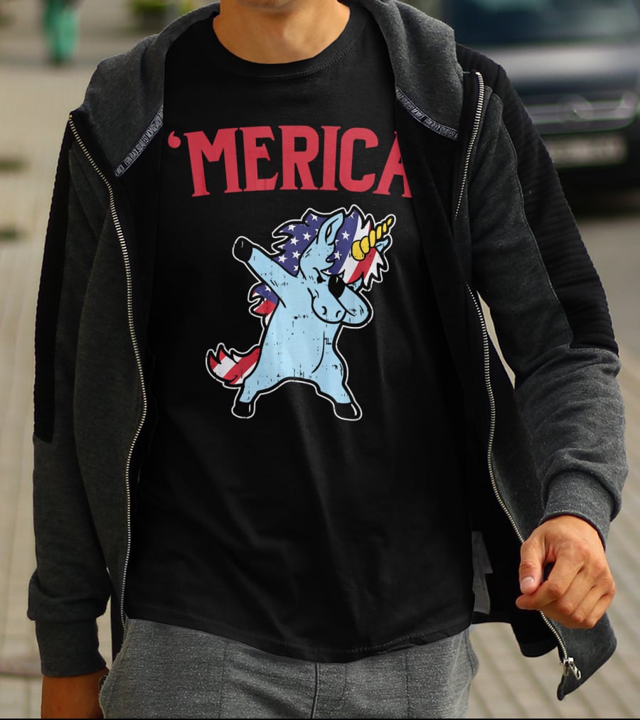 'Merica Unicorn Dabbing Americorn U T-Shirt