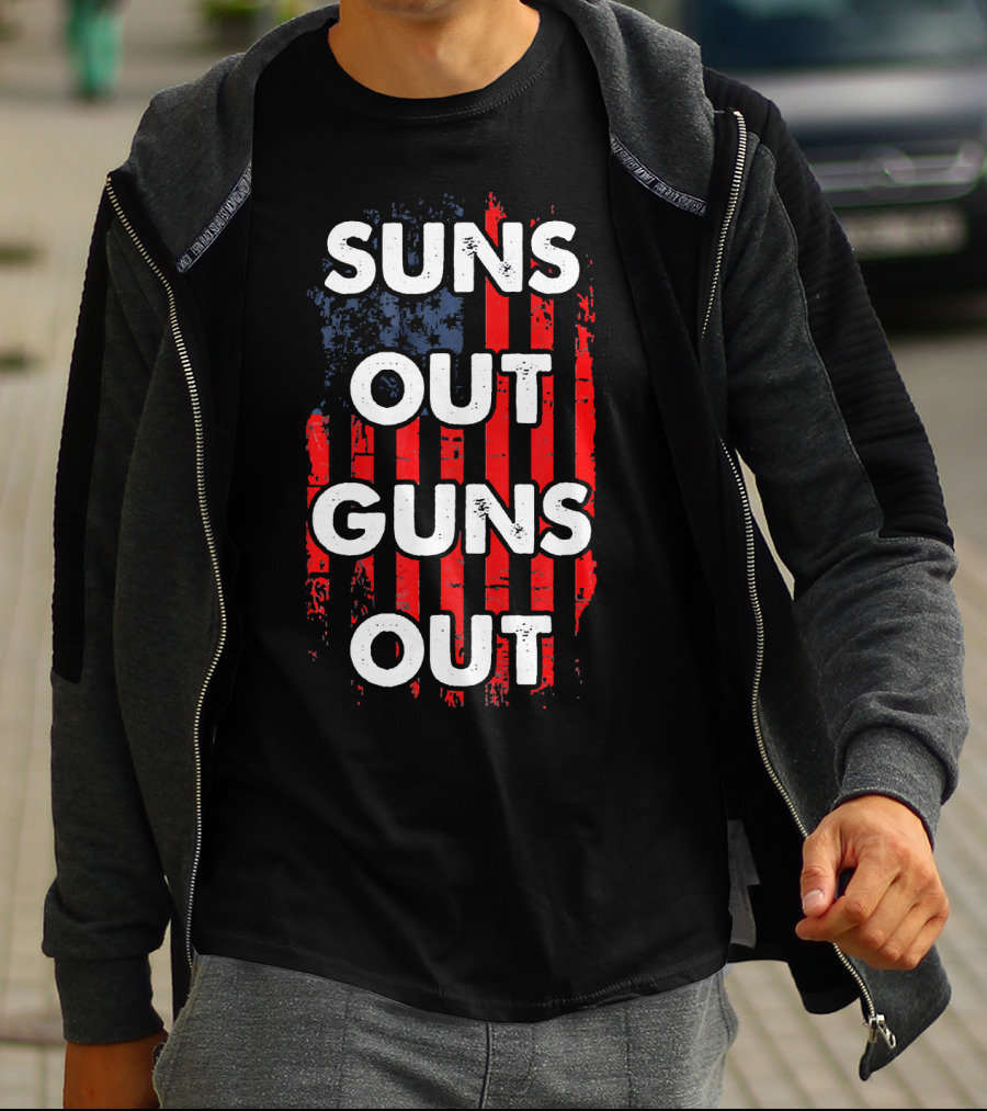 Suns Out Guns Out USA Flag Suns T-Shirt