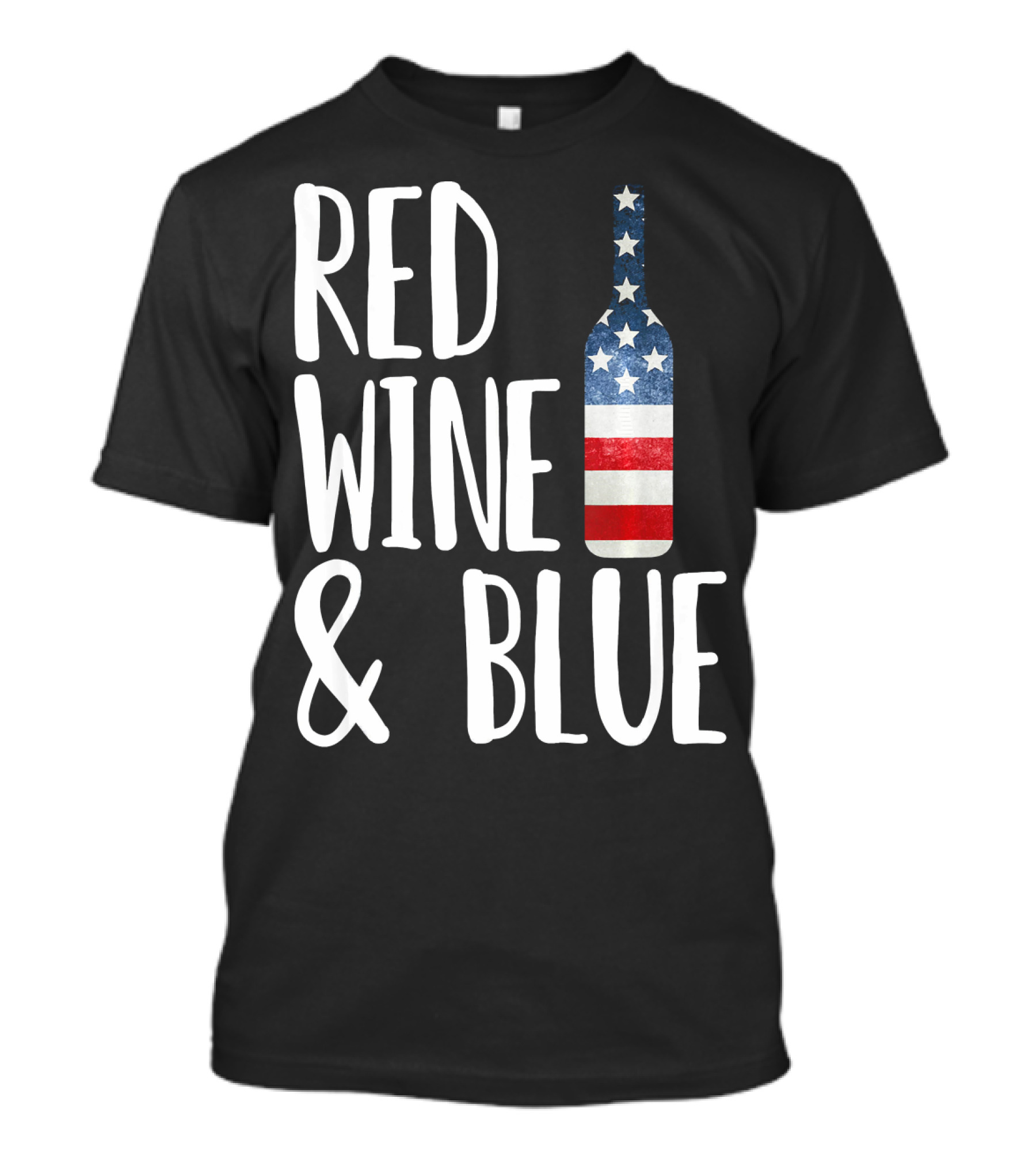 Red Wine And Blue Bottle USA Flag T-Shirt