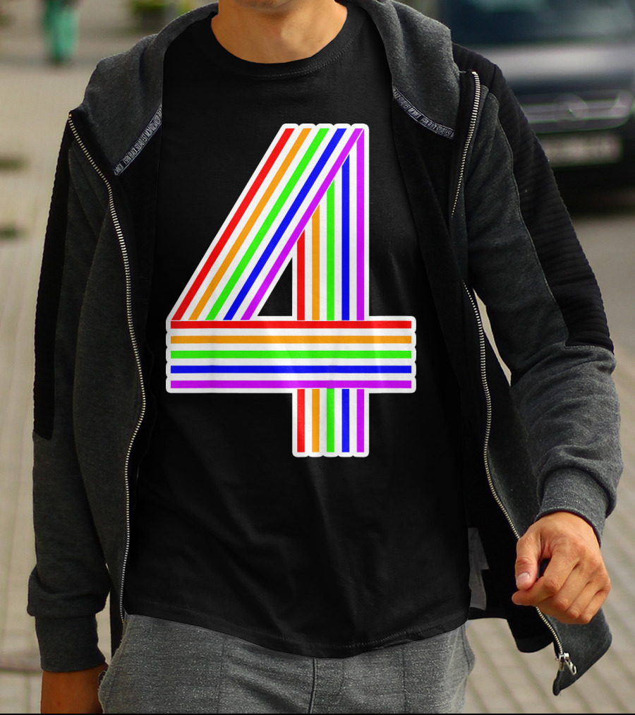 Kids Happy Family Clothing Rainbow Number 4 T-Shirt