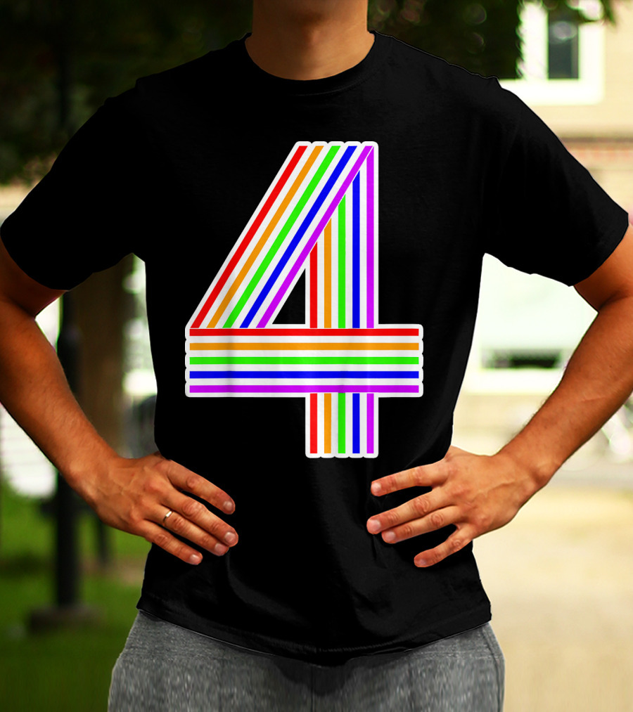 Kids Happy Family Clothing Rainbow Number 4 T-Shirt