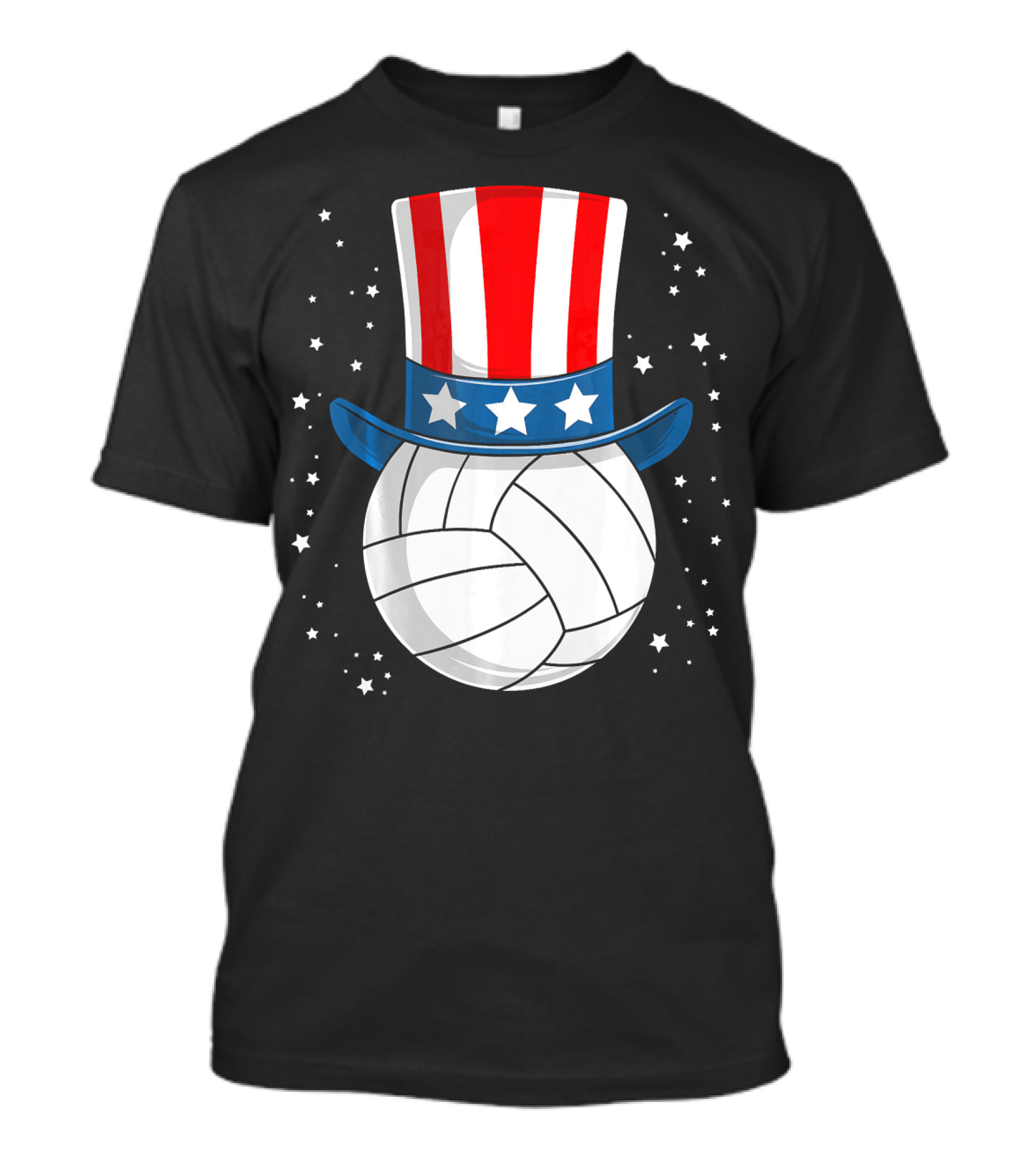 Volleyball Uncle Sam Hat American Flag Stars T-Shirt