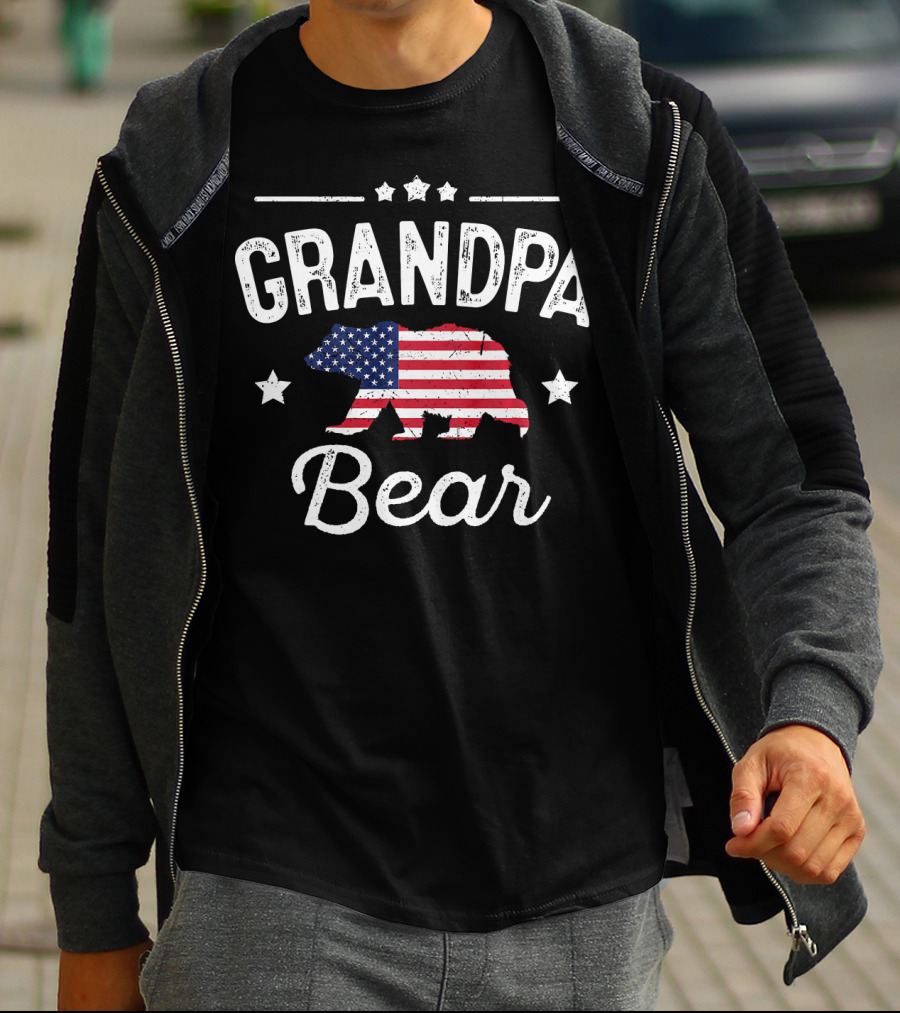 Grandpa Bear American Flag T-Shirt