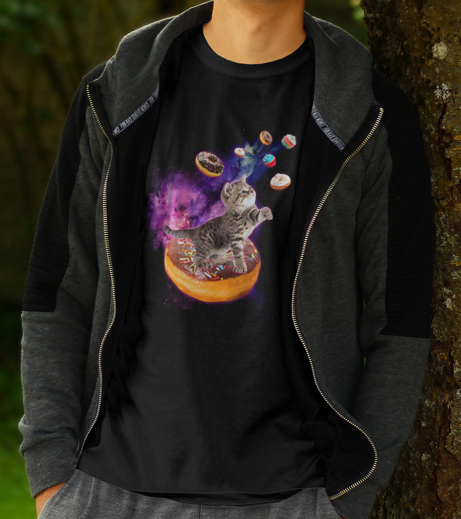 Abyssinian Cat Floating In Space With Donuts Kit T-Shirt