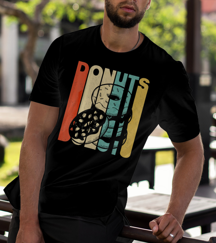 Vintage Retro Donuts Striped T-Shirt