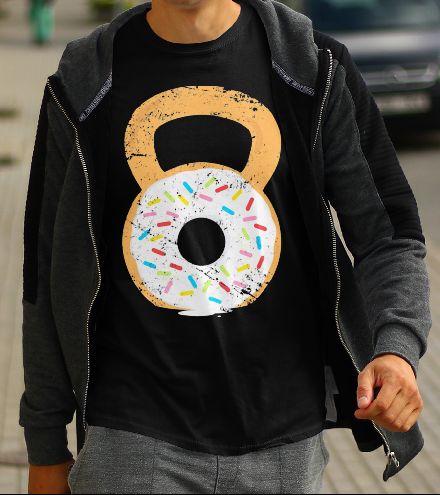 Kettlebell Doughnut With Sprinkles Fitness Humor T-Shirt