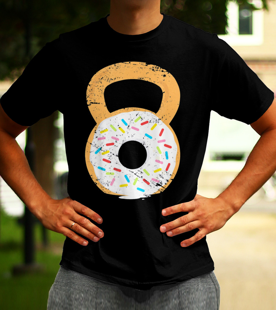 Kettlebell Doughnut With Sprinkles Fitness Humor T-Shirt