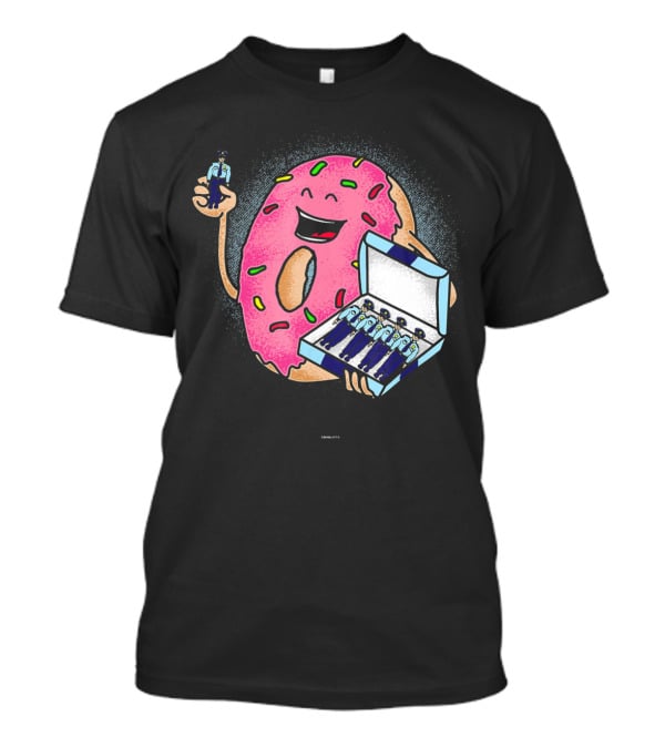 Funny Donut Holding Mini Cops With Sprinkles T-Shirt