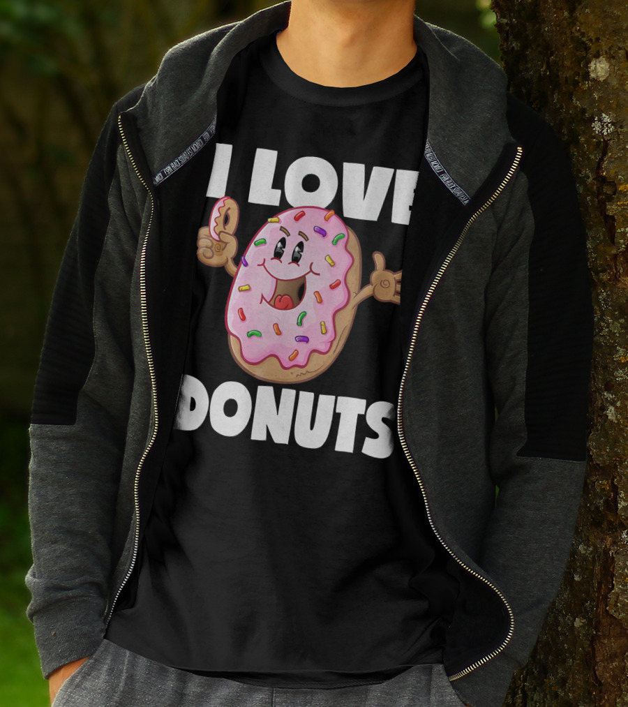 I Love Donuts Funny Vintage Baked Fried Pink Frosted Sprinkles T-Shirt