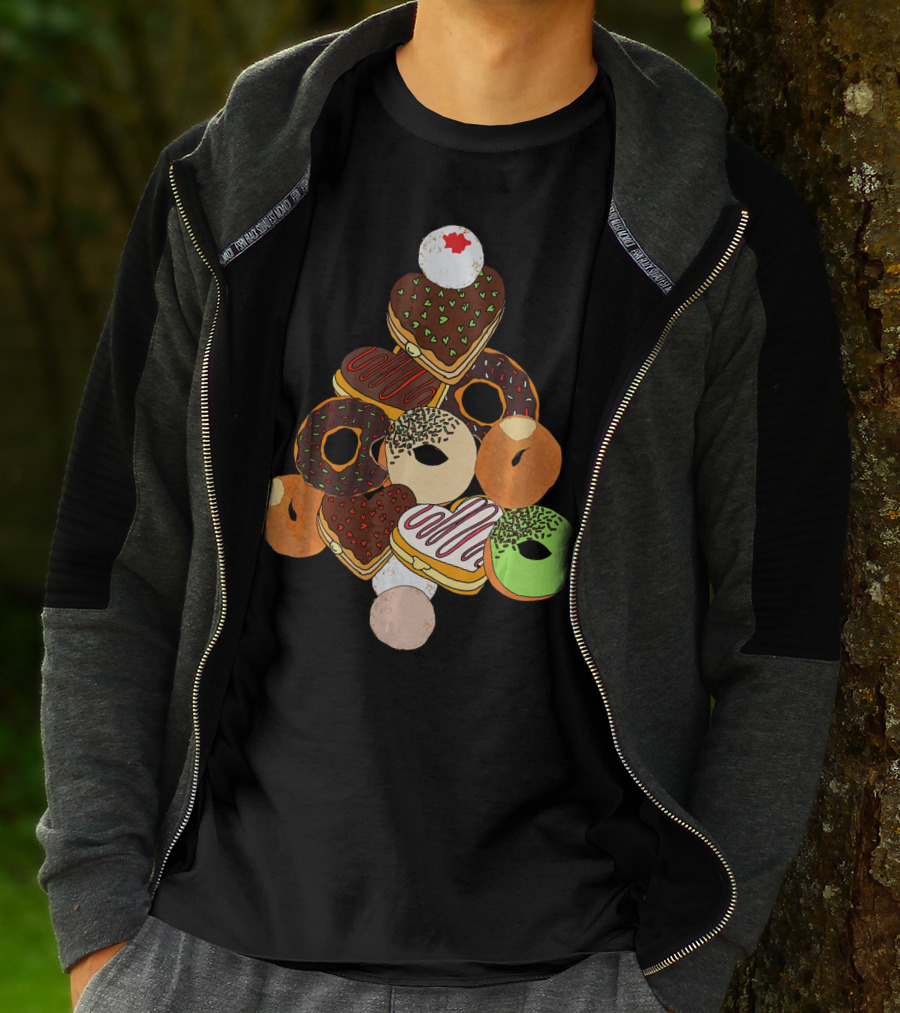 Christmas Tree Made Of Festive Holiday Donuts T-Shirt