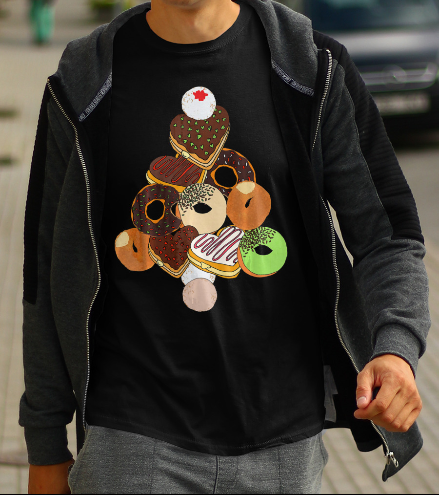 Christmas Tree Made Of Festive Holiday Donuts T-Shirt