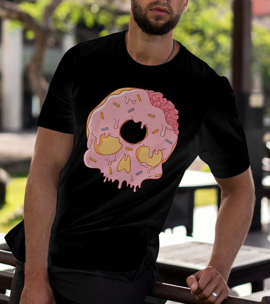 Donut Skull With Sprinkles And Brain Drip T-Shirt