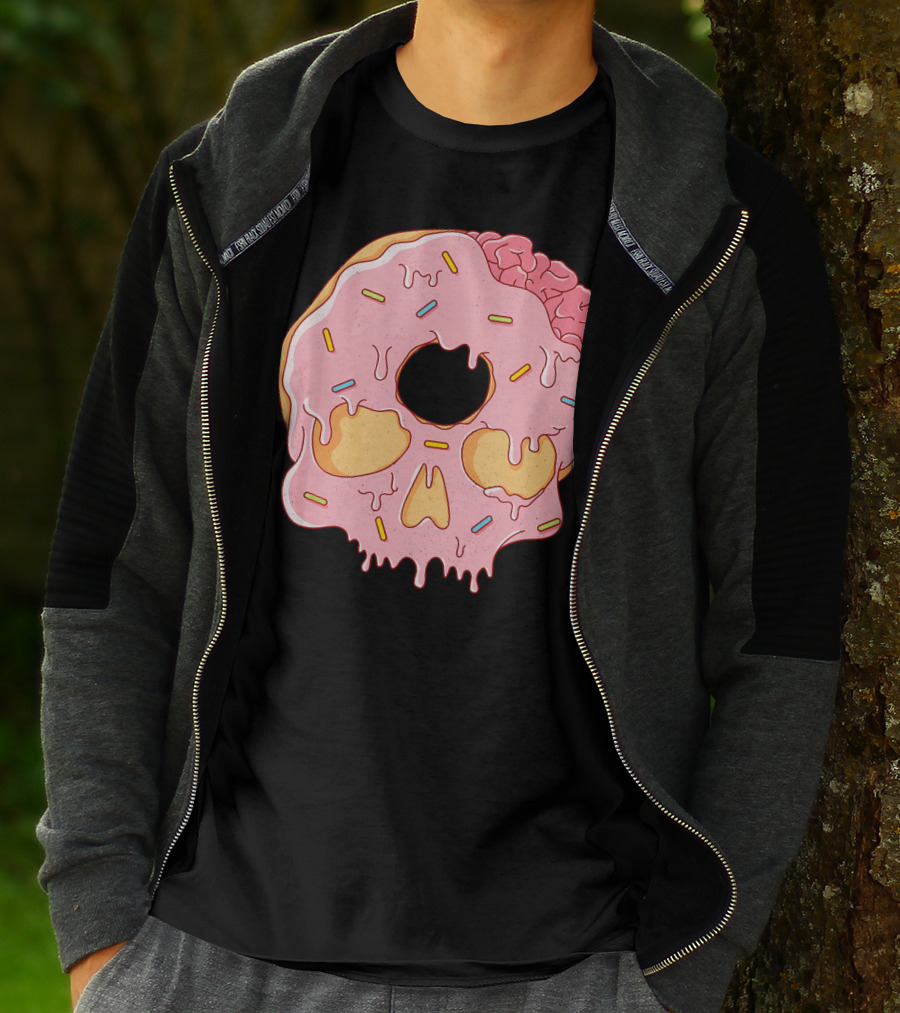 Donut Skull With Sprinkles And Brain Drip T-Shirt