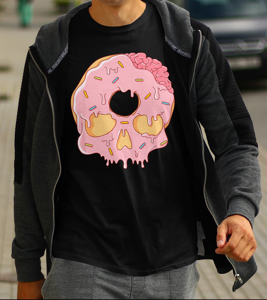 Donut Skull With Sprinkles And Brain Drip T-Shirt