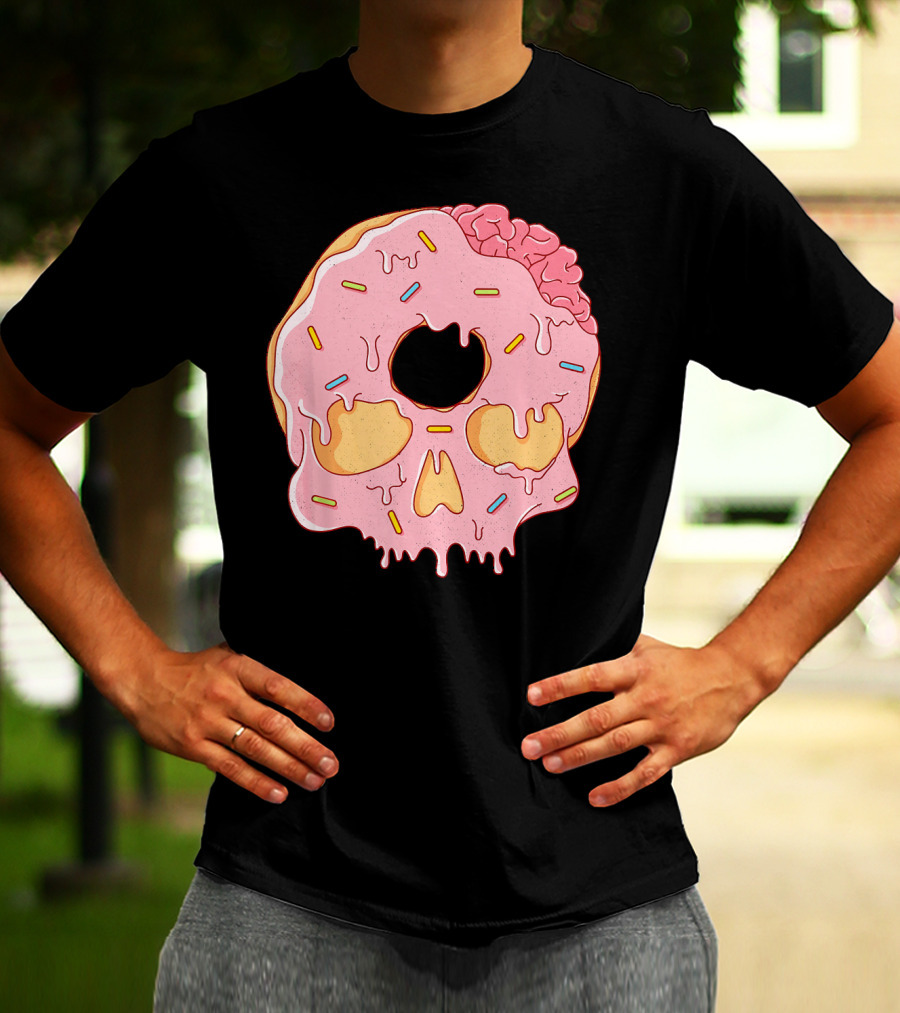 Donut Skull With Sprinkles And Brain Drip T-Shirt