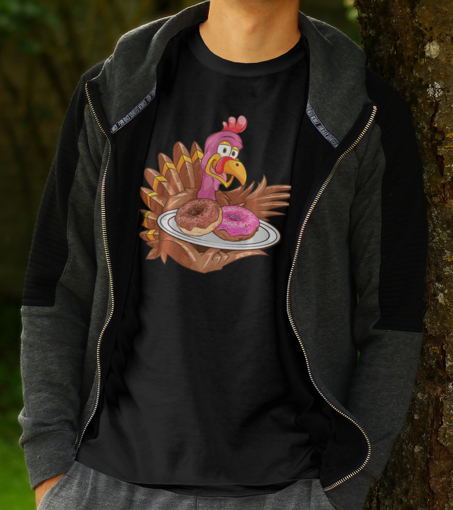 Cute Turkey Serving Donuts T-Shirt