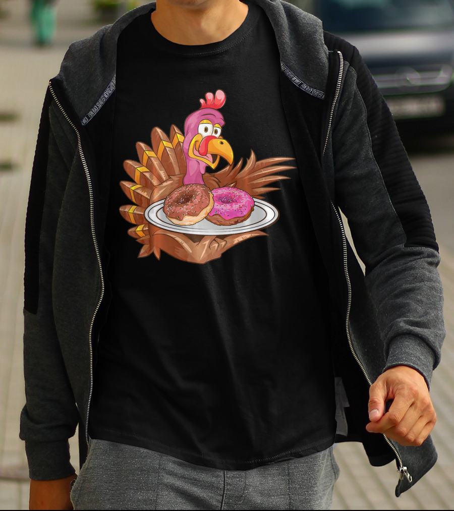 Cute Turkey Serving Donuts T-Shirt