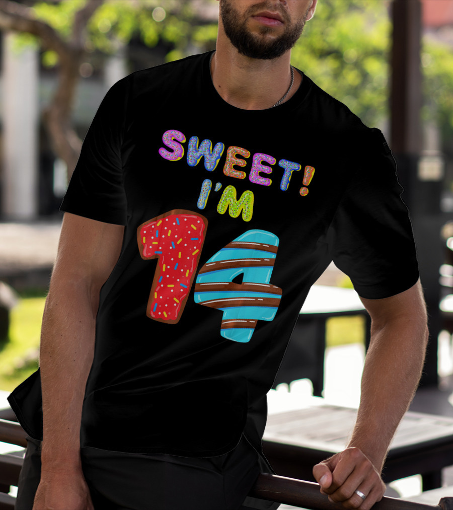 Sweet I'm 14 Birthday Donut Sprinkles Fun T-Shirt