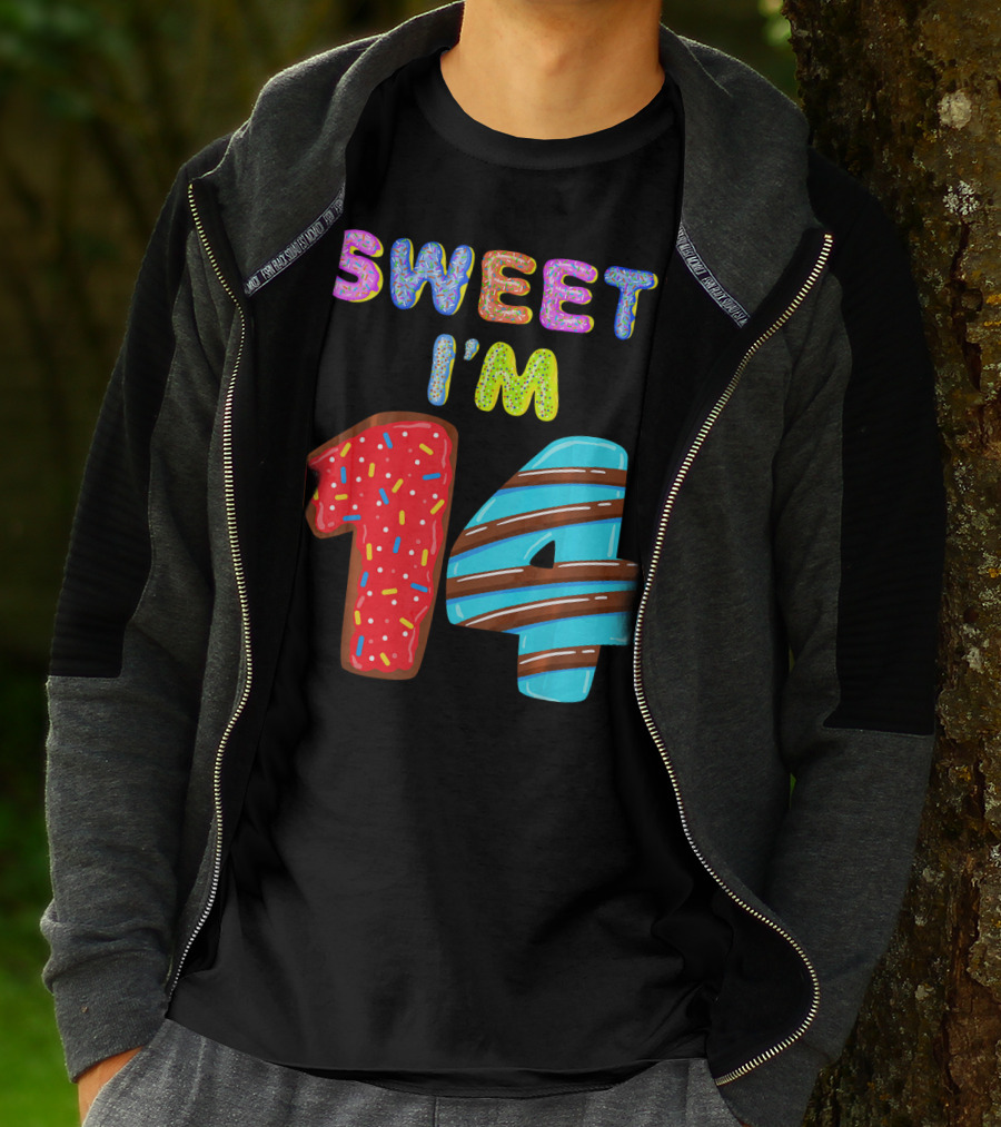 Sweet I'm 14 Birthday Donut Sprinkles Fun T-Shirt