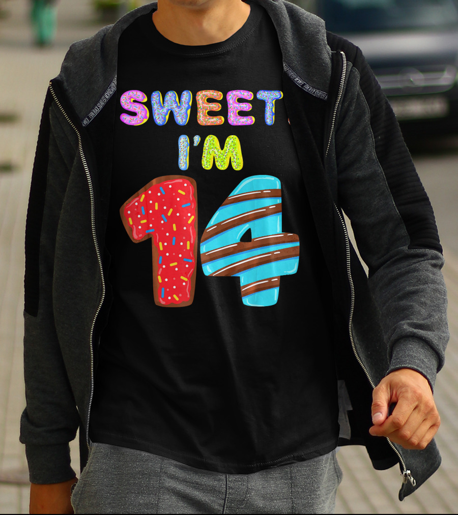 Sweet I'm 14 Birthday Donut Sprinkles Fun T-Shirt