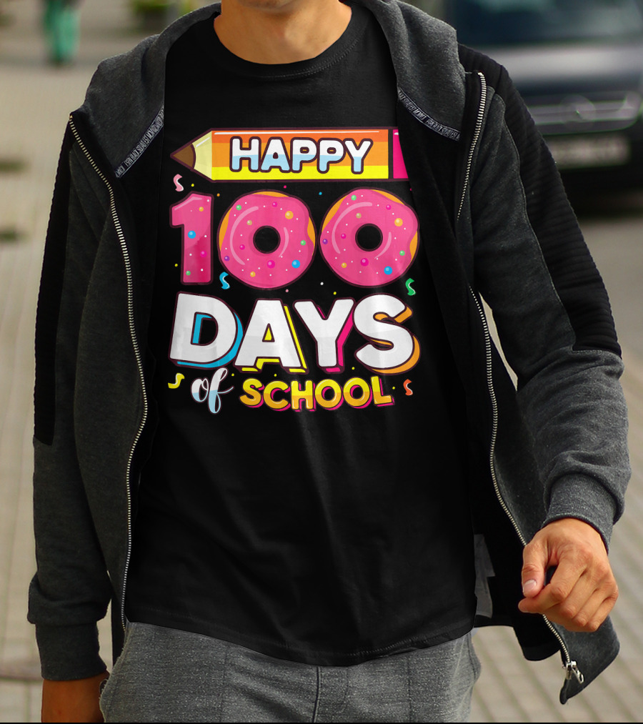Happy 100 Days Of School Funny Donut T-Shirt
