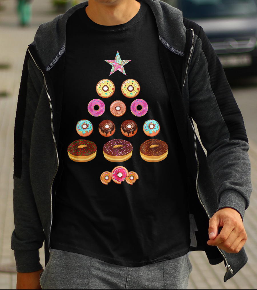 Christmas Donut Tree Star Pyramid T-Shirt