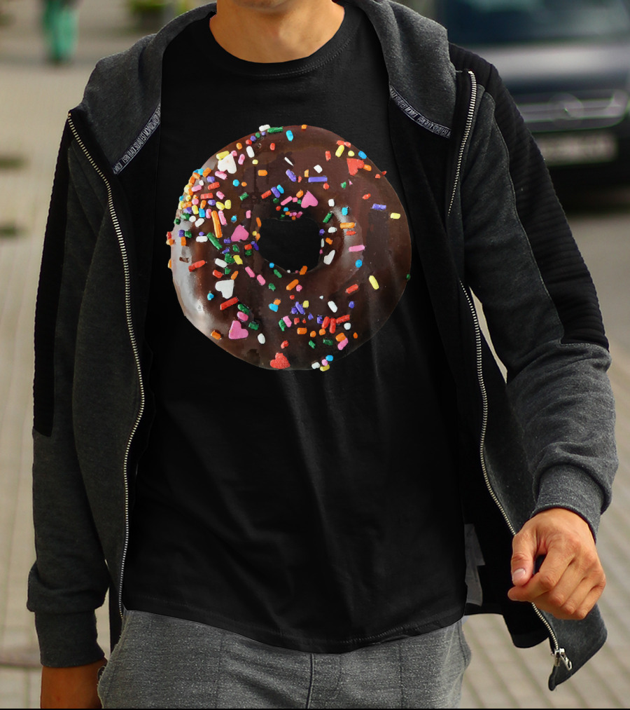 Chocolate Donut Sprinkles Cool Matching Couple Fun T-Shirt