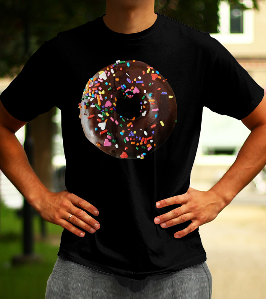 Chocolate Donut Sprinkles Cool Matching Couple Fun T-Shirt