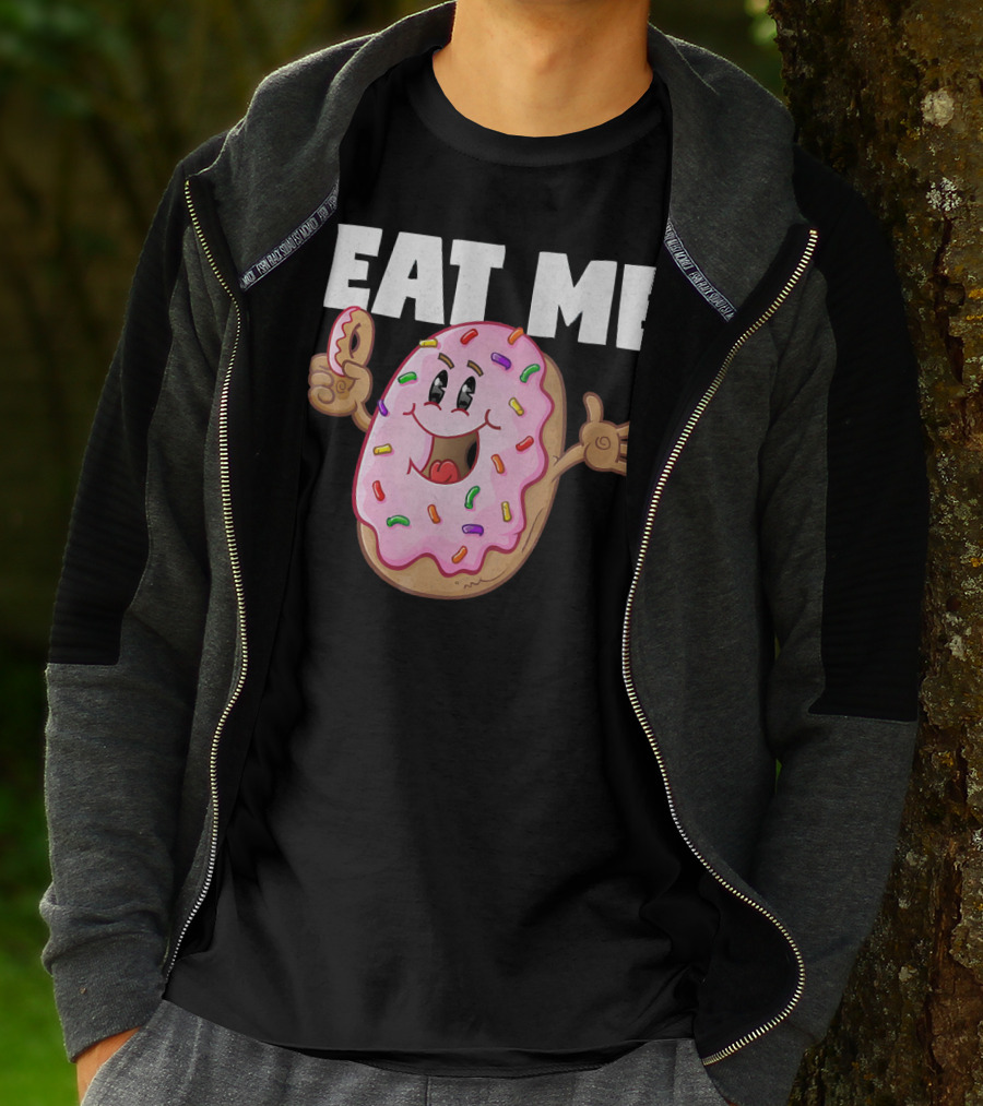 Eat Me Donuts Funny Vintage Baked Fried Sprinkles Pink Frosting T-Shirt