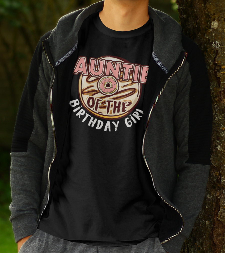 Auntie Of The Birthday Girl Donut Circular T-Shirt