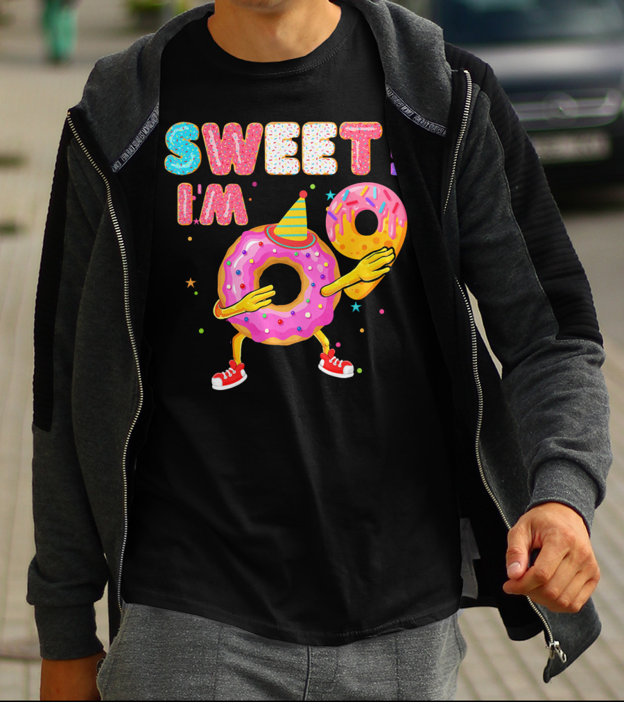 Sweet I'm 9 Years Old Birthday Donut With Sprinkles And Party Hat T-Shirt