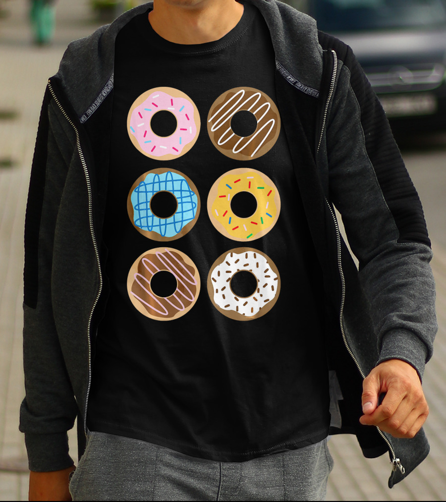 Cute Donut 6 Fun Sprinkled Doughnuts Delight T-Shirt