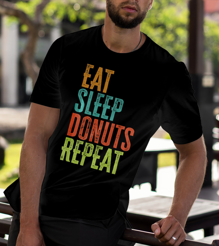 Eat Sleep Donuts Repeat Retro Coffee Dou T-Shirt