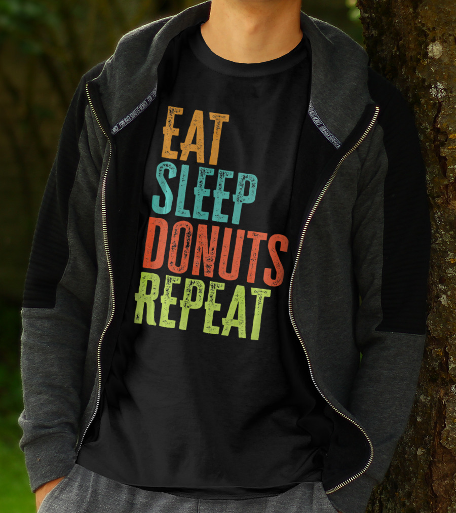 Eat Sleep Donuts Repeat Retro Coffee Dou T-Shirt