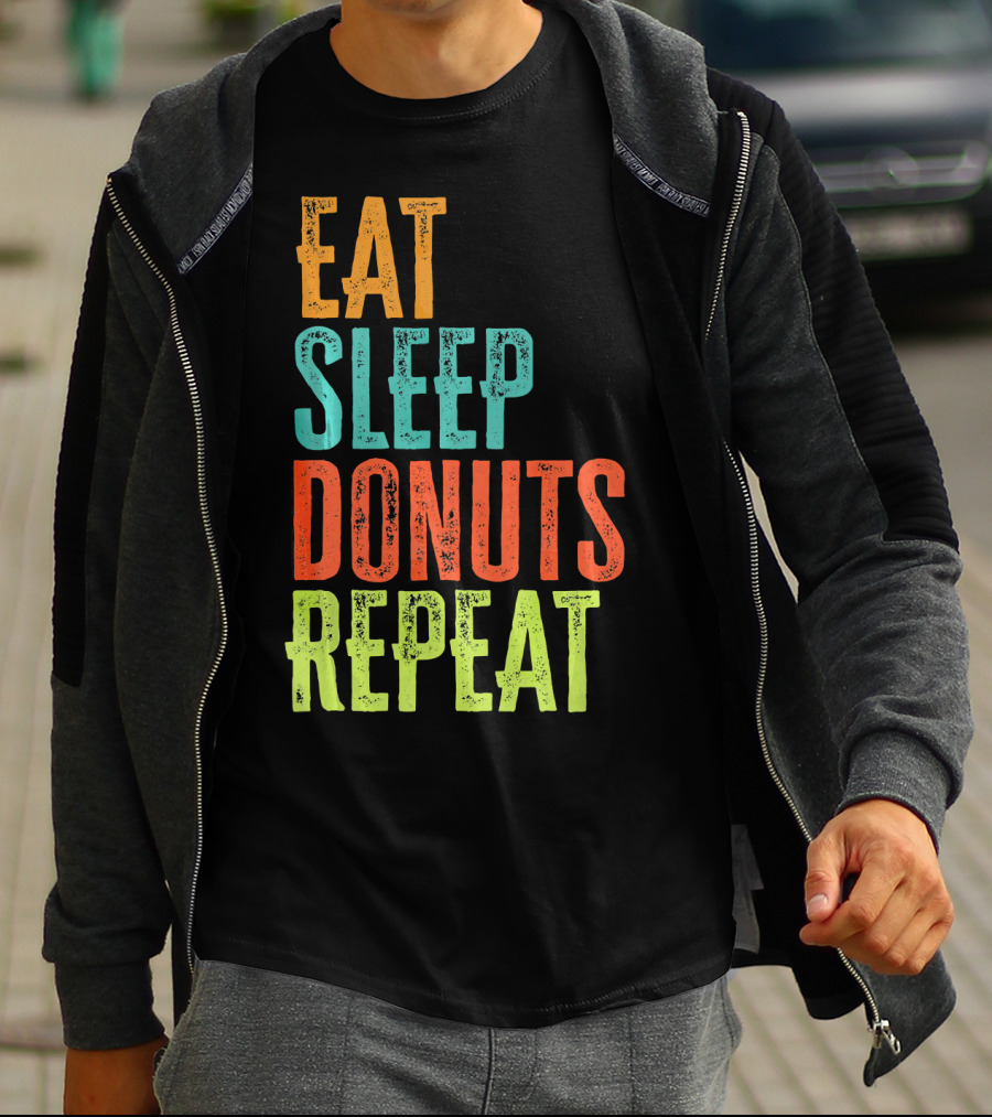 Eat Sleep Donuts Repeat Retro Coffee Dou T-Shirt