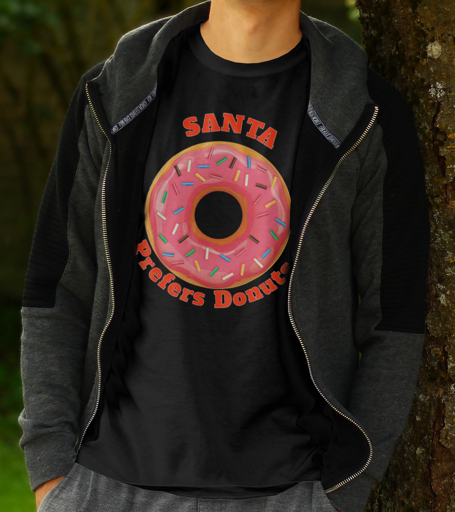 Santa Prefers Donuts Pink Sprinkled Delight T-Shirt