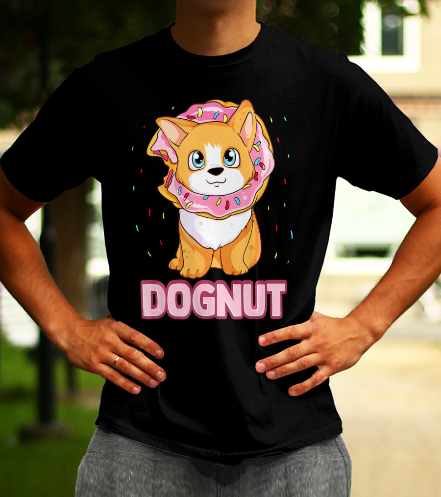 Dognut Cute Funny Dog Donut Pun Adorab With Sprinkles T-Shirt