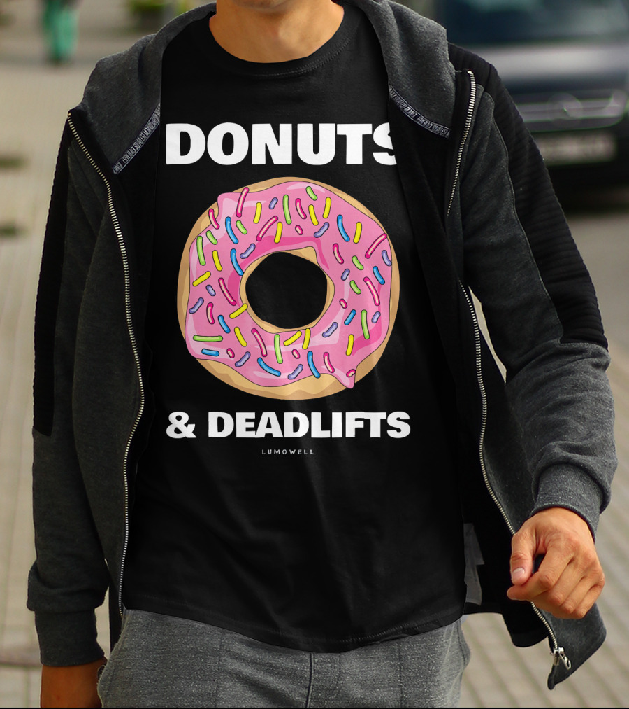 DONUTS And DEADLIFTS Funny Gym Lumowell T-Shirt