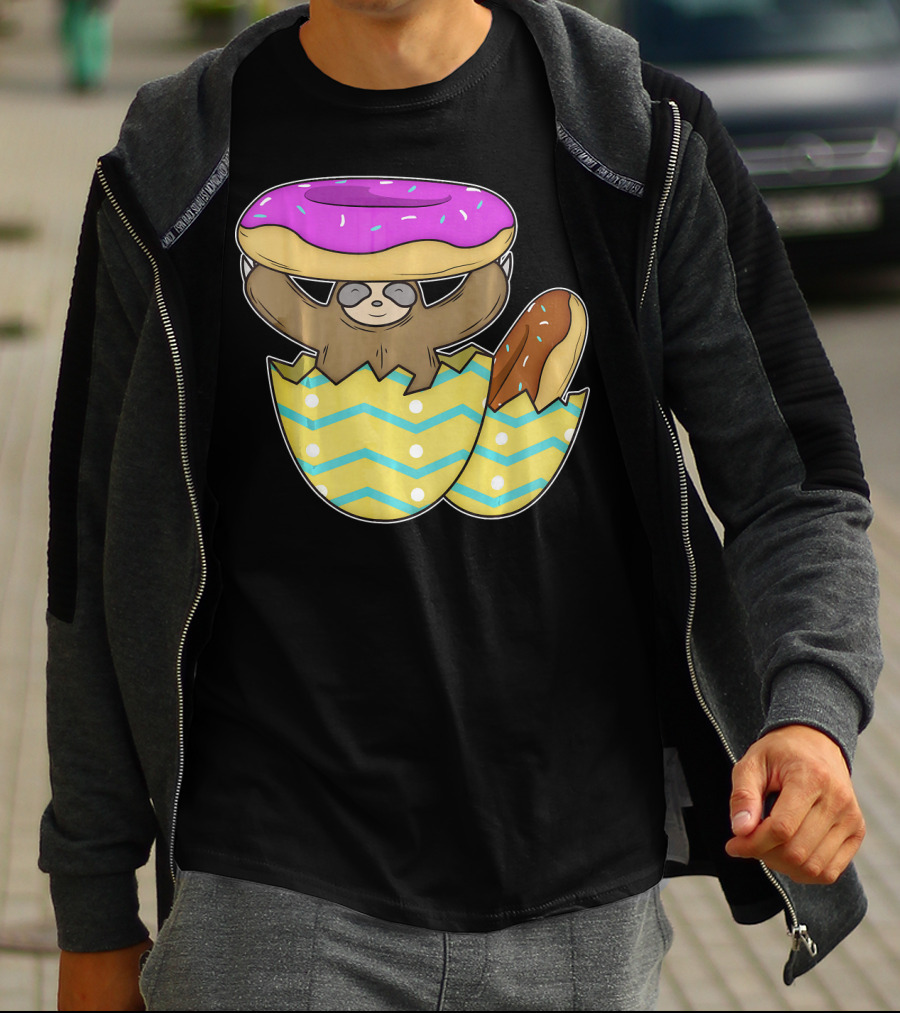 Sloth Easter Egg With Donut Hat T-Shirt