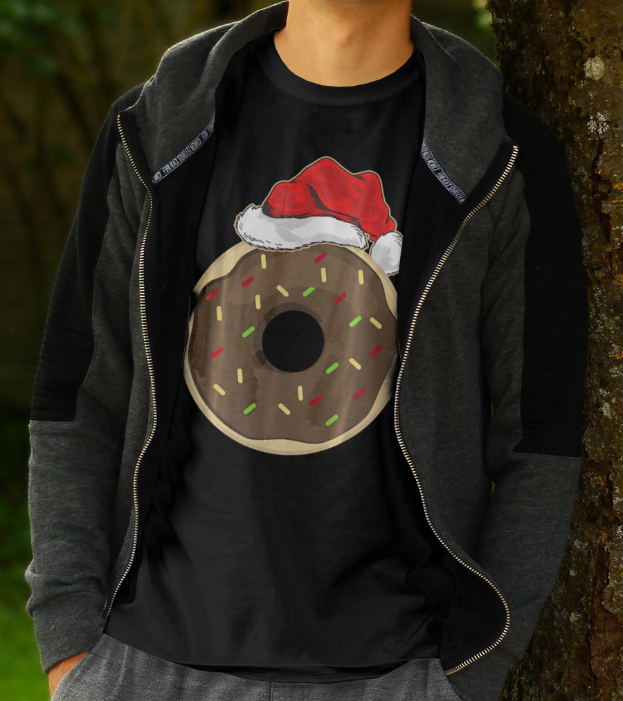 Santa Hat Donut Lover Christmas Treat T-Shirt