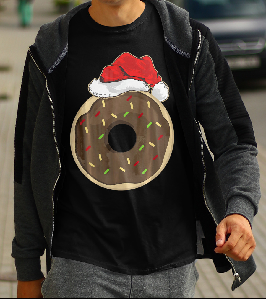 Santa Hat Donut Lover Christmas Treat T-Shirt