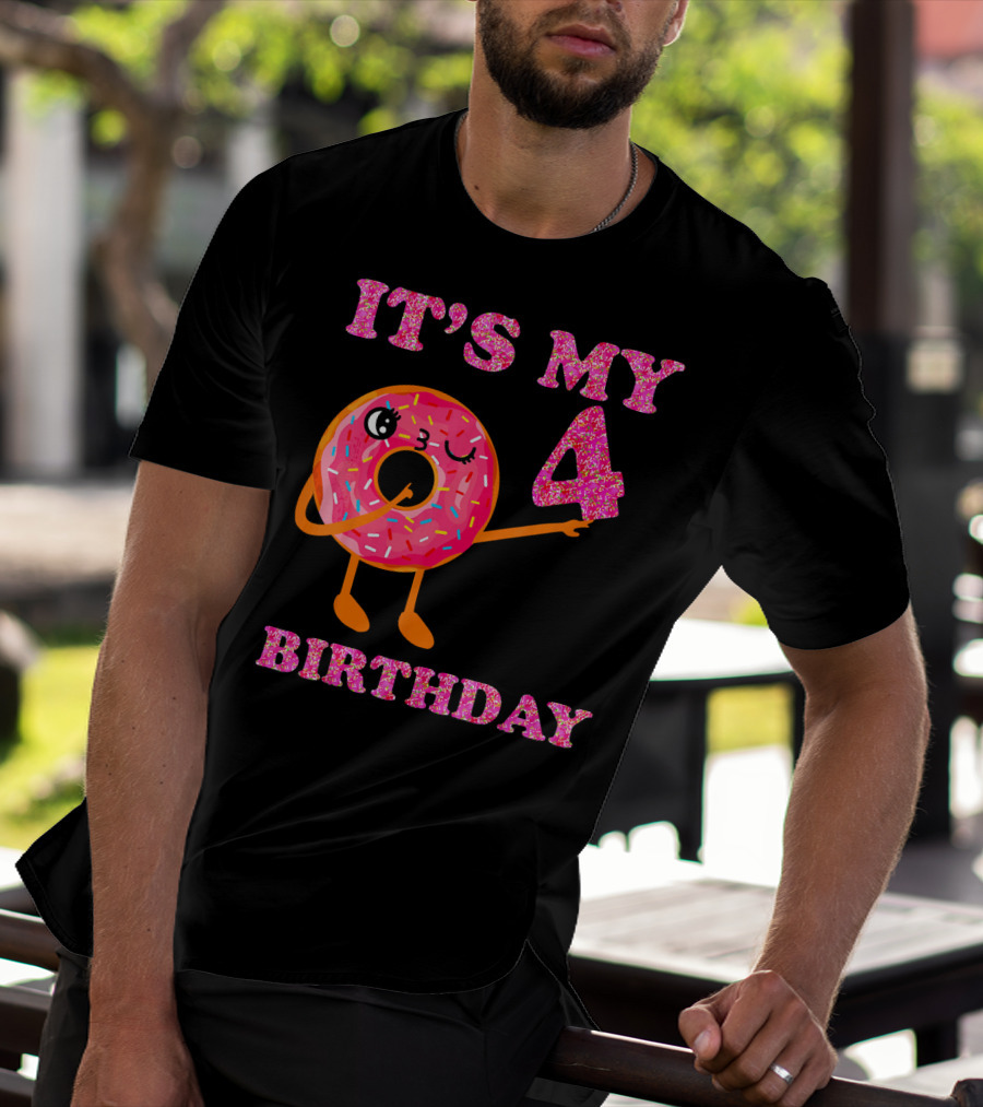 It's My 4 Birthday Fun Kids Sweet Donut T-Shirt