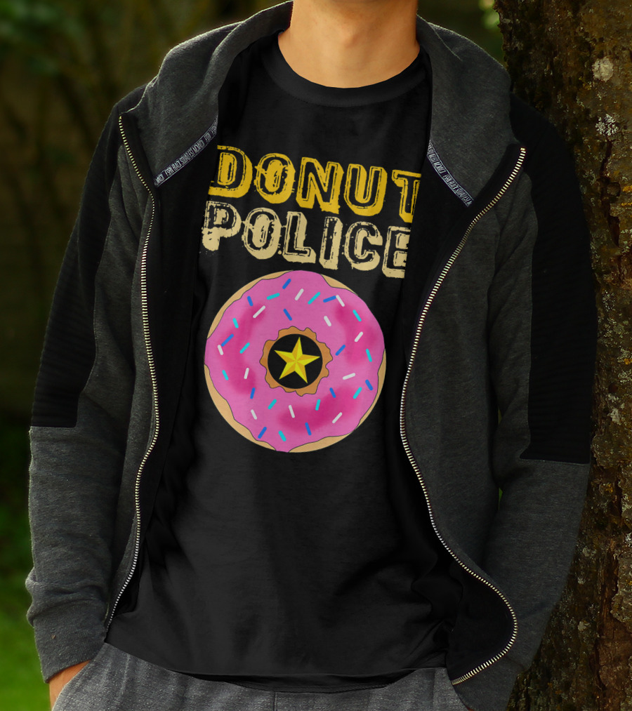 Donut Police Funny Doughnut Lovers And Pink Sprinkled Star Badge T-Shirt