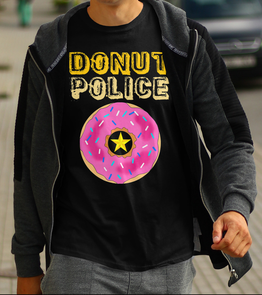 Donut Police Funny Doughnut Lovers And Pink Sprinkled Star Badge T-Shirt