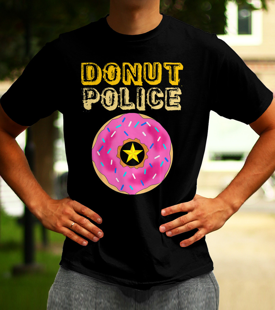 Donut Police Funny Doughnut Lovers And Pink Sprinkled Star Badge T-Shirt