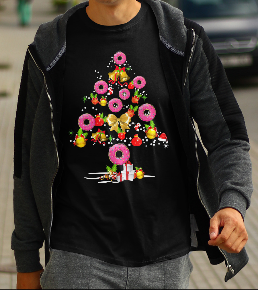 Donut Christmas Tree Merry Costume Featuring Festive Funny Holiday Elements T-Shirt