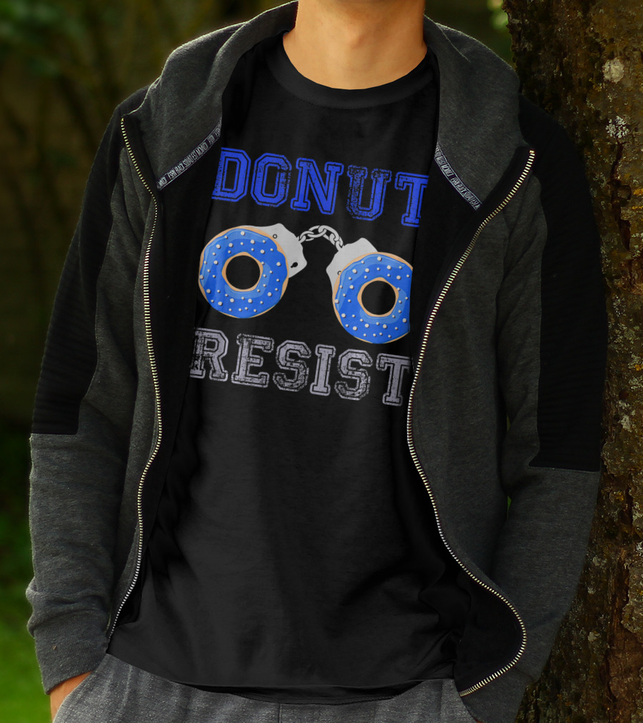 Donut Resist Funny Donut Lover Police Handcuffs T-Shirt