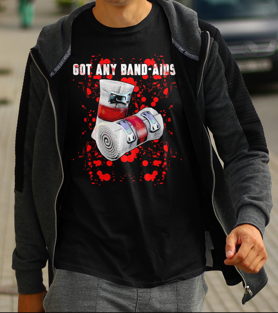 Got Any Band-Aids Dark Color Graphic With Bandage And Red Splatter T-Shirt